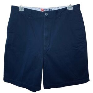 CHAPS Navy Blue Bermuda Shorts Sz 36 X 9” Cotton Flat Front Preppy Coastal